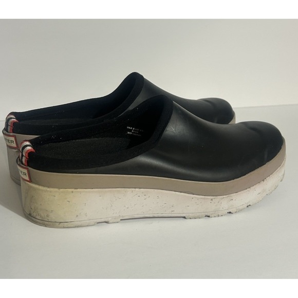 HUNTER Play Speckled Sole Clog Women's Sz 10 Black Steel Preppy Waterproof - Picture 2 of 10